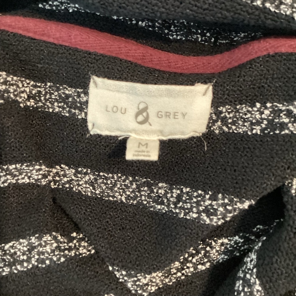 Lou & Grey Sweater Size M Black Stripe Cowl Neck - Picture 6 of 7